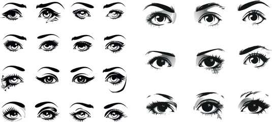 Beautiful black eyes icons collection