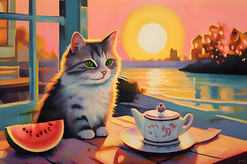 cat on the roof Generatve Ai