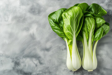 fresh and healthy bok choy or pak choi, full of vitamins and antioxidants, chinese cuisine ingredient, top view - obrazy, fototapety, plakaty