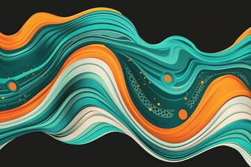 Dynamic 80s Dance Music Cover: Retro Gradient Teal & Orange Psychedelic Patterns on Black