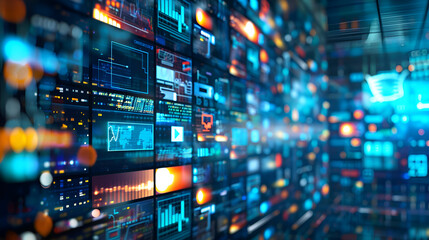 Naklejka premium Digital Technology Network Data and Communication Concept Abstract Background,Abstract technology background Hi-tech communication concept innovation background,Big data Connection and Data Analysis 