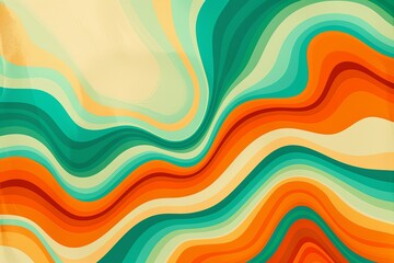 Dynamic Orange and Teal 70s Retro Gradient: A Collision of Coolness and Heat Abstract Pattern