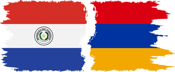 Armenia and Paraguay grunge flags connection vector