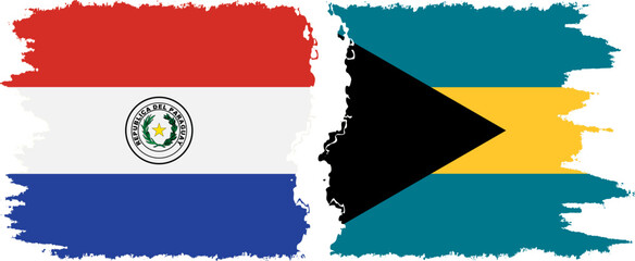 Bahamas and Paraguay grunge flags connection vector