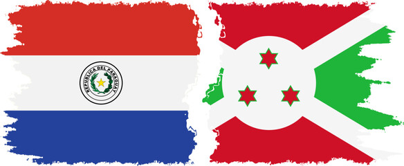Burundi and Paraguay grunge flags connection vector