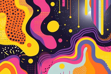 Alternative Music Festival Banner: Hipster Vintage Design with Funky 70s Psychedelic Elements