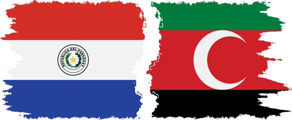 Darfur and Paraguay grunge flags connection vector
