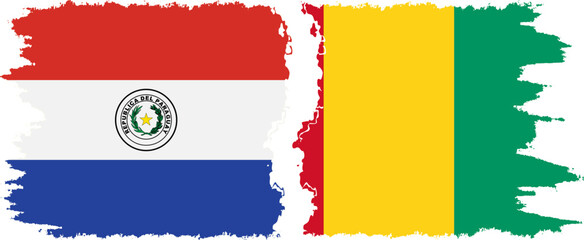 Guinea and Paraguay grunge flags connection vector