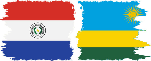 Rwandan and Paraguay grunge flags connection vector