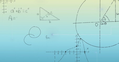 Image of mathematical equations on blue background