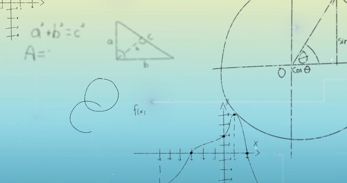 Image of mathematical equations on blue background