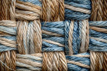 Texture of fiber art, featuring woven patterns and textured surfaces. Fiber art textures offer a tactile and handmade backdrop, ideal for conveying craftsmanship and creativity 