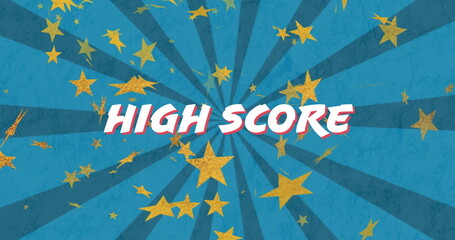 Image of high score text over star and stripes pattern