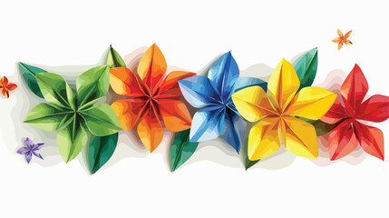 Origami flowers on white background. Concept of uniqu