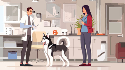 Owner brought her cute husky dog to veterinarian appo