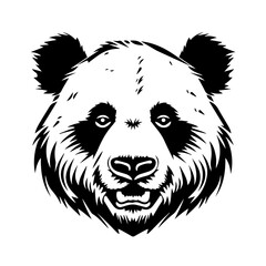 Black and white vector of a panda logo 