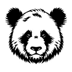 Black and white vector of a panda logo 