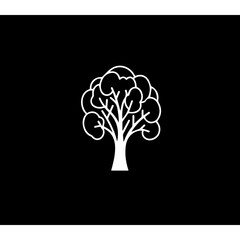 Broccoli, lines, simple, logo, black background and white lines 