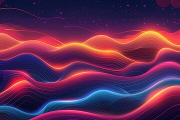 Obraz premium Dynamic 80s Psychedelic Gradient: Vintage Dance Party Waves