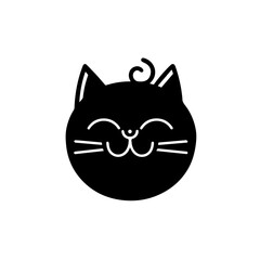 Cute cat logo in black on white background. more round and simple 