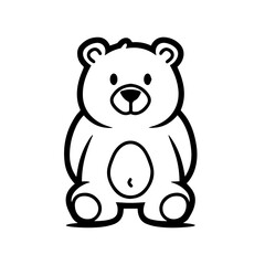 Mascot character bear, logo. thick line art, vector, simple, flat, low detail, smooth, plain, minimal, straight design, white background 