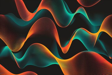 Vibrant Gradient Wave Dance: 90s Style Event in Funky Orange and Teal on Black