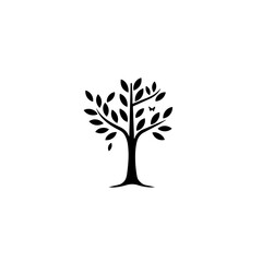 Simple tree icon, black and white logo, simple minimalism, elegant design 