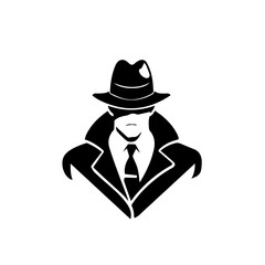 Vector graphic logo of a detective, simple minimal black vector on a white background