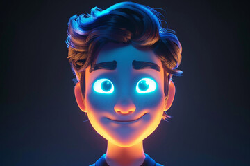 3d game character cartoon portrait glow effect