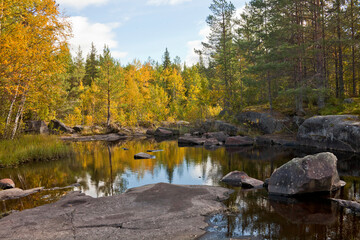 Lake in forest. Karelia, Russia.