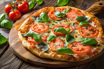 Freshly Baked Tomato and Basil Pizza: A Traditional Italian Eateries� Delight