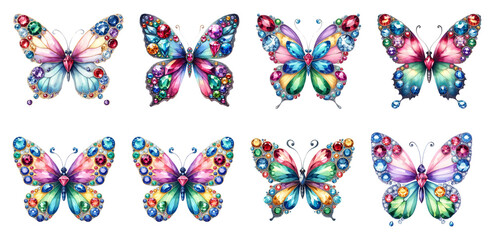 Watercolor diamond butterfly clipart