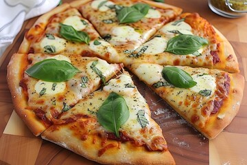 Freshly Baked Margarita Pizza Snack: Quick, Delicious Traditional Italian Flavor with Fresh Basil Laden Idea