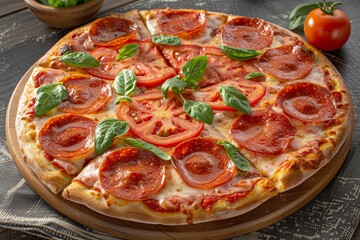 Pepperoni and Tomato Basil Margarita: Freshly Baked, Fast & Cheesy Pizza Snack Idea