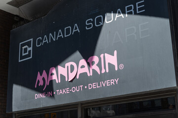 Fototapeta premium sign over entrance to Mandarin Restaurant located at 2200 Yonge Street in Toronto, Canada (Canada Square)