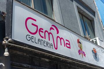 Fototapeta premium exterior building and sign of Gemma Gelateria, an ice cream shop, located at 2076 Yonge Street in Toronto, Canada