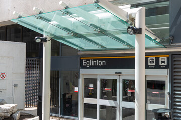 Fototapeta premium entrance to Eglinton Station (Line 1) on Yonge Street (south of Eglinton) in Toronto, Canada