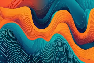 Psychedelic Wave Music Cover: Vibrant Orange & Blue Retro Gradient