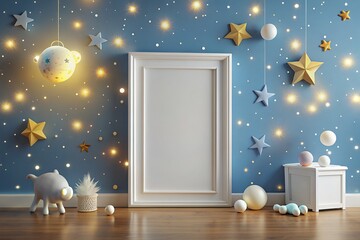 Kids room blank frame mockup