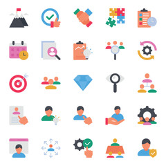 Flat color icons set for Management.