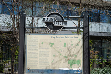 Fototapeta premium Beltline Trail (Kay Gardner Beltline Park) map located near Yonge Street and Mount Pleasant Cemetery) in Toronto, Canada