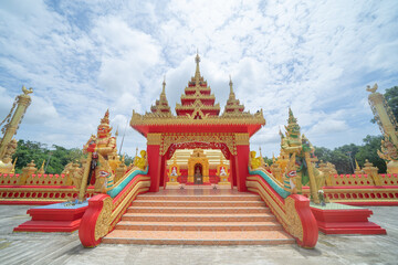 The Isan pagoda is a buddhist temple near Bangkok, an urban city town, Thailand. Thai architecture...