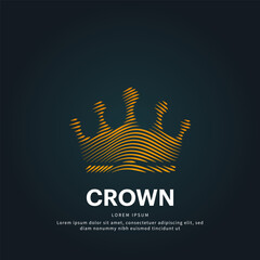 simple logo crown Illustration in a linear style. Abstract line art crown Logotype concept icon. creative Vector logo crown color silhouette on a dark background. EPS 10