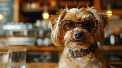 Chic Dog with Sunglasses at a Café