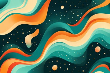 Psychedelic 70s Dance Party: Retro Music Cover Design in Vibrant Teal and Orange Gradients