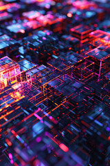 Fototapeta premium Texture resembling pixelated graphics, featuring square blocks and digital artifacts. Digital pixel textures offer a modern and tech-savvy backdrop