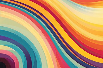 Psychedelic Retro Colors: 70s 80s Music Scene Dynamic Curve Event Poster Design