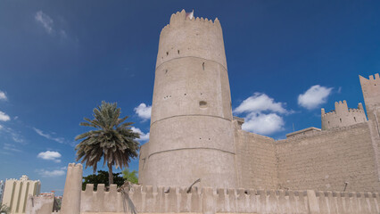 Historic fort at the Museum of Ajman timelapse hyperlapse, United Arab Emirates