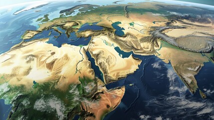 Middle East globus world map - obrazy, fototapety, plakaty