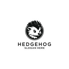 hedgehog logo vector illustration, porcupine silhouette logo template
